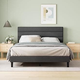 ZINUS Upholstered Bed Platform, Queen, Grey