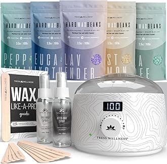 Tress Wellness Waxing Kit for Sensitive Skin – Safe for Face & Skin, Prep & Aftercare Spray, Easy to Use – At-Home Kit for Face, Bikini, Brazilian & Full Body - Digital Display, Black & White