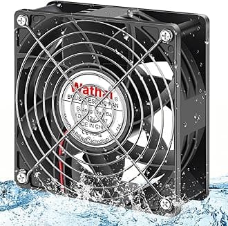 Wathai 120mm x 38mm 12V Waterproof Exhaust Fan Dual Ball High Preformance for Greenhouse, Van, Humid Environments, Outdoor Enclosures or DIY Cooling Ventilation Projects IP67