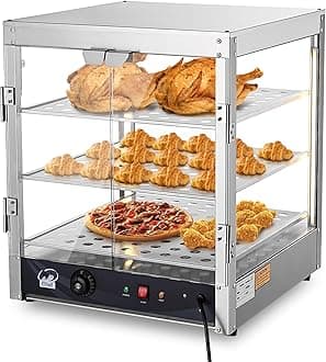 WeChef 3-Tier Commercial Food Warmer Display Pizza Warmer Countertop Pastry Warmer for Restaurant Cafe Buffet 20x20x24