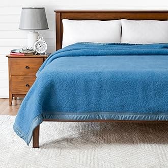 Poyet Motte Aurora 700GSM 100% Virgin Wool Blanket, Extreme Heavyweight, Machine Washable, King Size, Blue