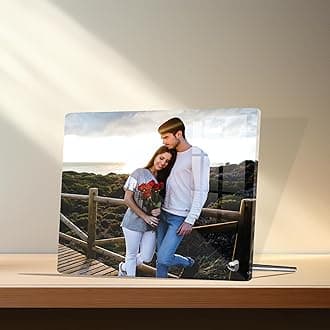 Customised Photo Frame Wood Tabletop Personalized Text With Stand |Table Top Rectangular Photo Frames |Photo Frame Anniversary Gift Birthday|Acrylic Photo Print Personalized (8X6 Inches)