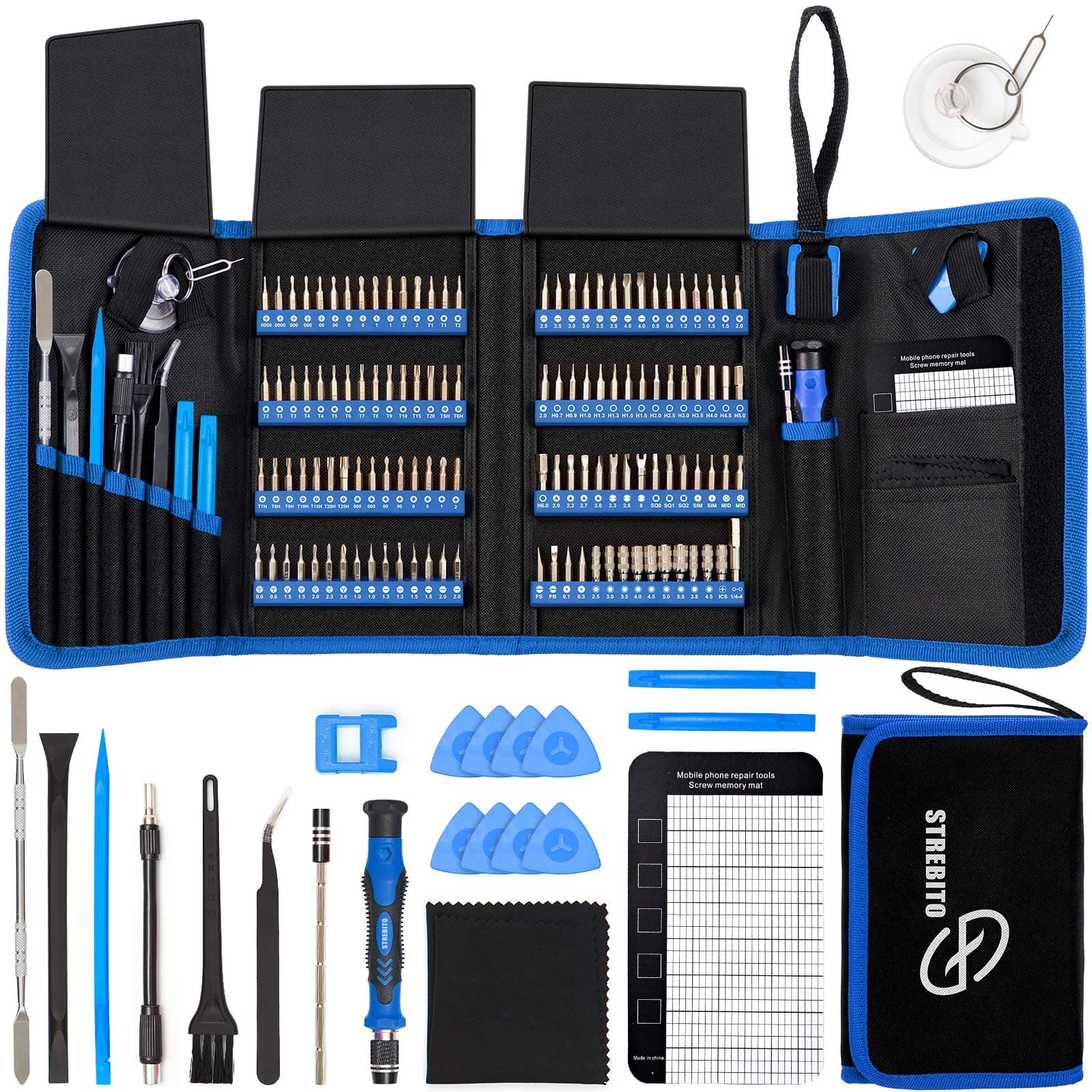 STREBITO Screwdriver Sets Electronics Precision with 120 Bits Magnetic Repair Tool Kit for iPhone, MacBook, Computer, Laptop, PC, Tablet, PS4, Xbox, Nintendo, Game Console Blue, 142pcs, GY-001