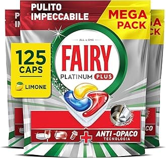 Platinum Plus Complete All-In-1 Dishwasher Tablets Bulk, 125 Tablets, Lemon, With Anti-Dull Technology & Rinse Aid Action, Effective In Short Cycles