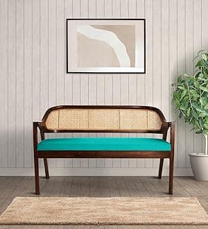 Furnicoz Enigma Bench Walnut Finish (Cerulean Blue)