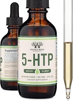 5HTP Liquid Drops - More Absorbable and Effective Than 5 HTP Capsules (60 Servings of 50mg 99%+ 5-HTP) Serotonin Supplement for Mood, Sleep, and Relaxation by Double Wood