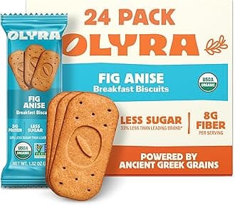 Olyra Organic Breakfast Biscuits - Fig Anise - Healthy Snacks for Adults - Office Snacks - Healthy Cookies - High Fiber Snack - Natural Energy Breakfast Biscuit 24 Packs