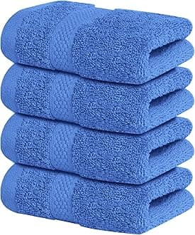 Premium Blue Washcloths Set – Pack of 4, 33 x 33 CM100% Cotton Wash Cloths for Your Body and Face Towels, Kitchen Dish Towels and Rags, Baby Washcloth