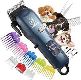 Dog Clippers for Grooming, Cordless,Low Noise, Electric Quiet,Rechargeable, Pet Hair Clippers for Thick Coats, Dog Trimmer Grooming Kit, Shaver for Small and Large Dogs Cats, Blue