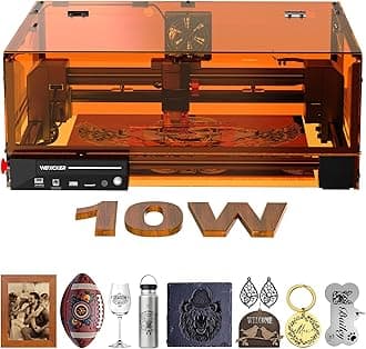 Laser Engraver, Woxcker L2 MAX 10W Enclosure Laser Cutter and Engraver Machine, 300x300mm Bed Size CNC Engraving Machine 0.01mm High Precision for Wood Stainless Steel Glass Metal (Class 1 10000mW)