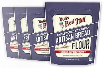 Bob's Red Mill Artisan Bread Flour, 3 Pound (Pack of 4) - Unbleached, Unbromated, Non-GMO, Vegan