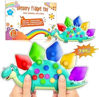 UIIOPJIOM 2PC Dinosaur Color Sorting Sensory Toys for Toddler, Montessori Toy Learning Activities Quiet Calm Down Fidgets for Classroom Valentine for 3 4 5 Year Old Boy Easter Basket Stuffer Gift