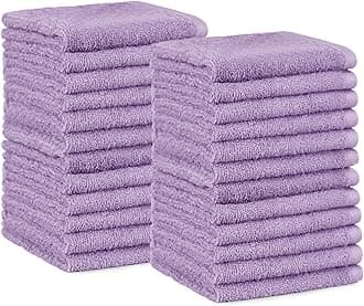 Highly Absorbent, Fast Drying 100% Cotton Washcloths for Bathroom, Machine Washable, 12 x 12 inches, Lavender, 24-Pack