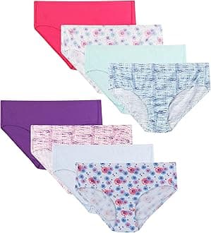 Hanes Girls' Organic Underwear, Brief & Hipster, Toddler & Girl Sizes, Pure Comfort Organic 100% Cotton Panties, 8-pack