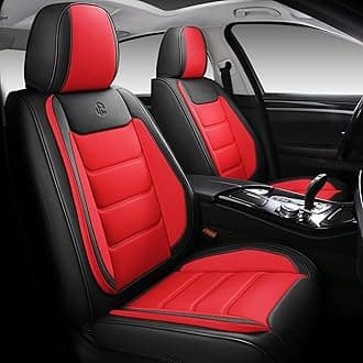 Full Coverage Faux Leather Car Seat Covers Full Set,Automotive Seat Covers for Cars,SUVs Pick-up Truck, Car Seat Cushion, Black and Red Seat Covers for 5 Seats,Car Seat Protector