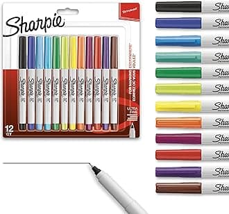 Sanford Sharpie Permanent Markers, Ultra-Fine Point, Assorted Colors, 12 Pack (37175PP)