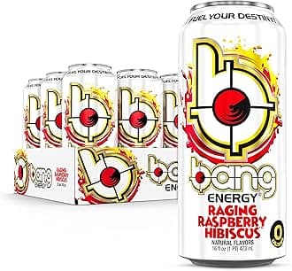 BANGEnergy Raging Raspberry Hibiscus, Sugar-Free Energy Drink, 16 Ounce (Pack of 12)
