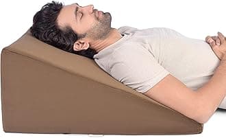 FOVERA Bed Wedge Pillow with Memory Foam, Back Support Cushion for Acid Reflux, GERD, Snoring, Post Surgery, Pregnancy and Relaxing in Bed (Velvet Brown, Large 11" Height)