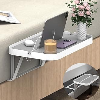 Kiwifotos Bedside Shelf for Bed, Bedside Tray Table Under Mattress for Box Spring Bed/Plate Bed/Platform Bed, 17" Large Bed Tray Nightstand Shelf Bedside Caddy for College Dorm Bed