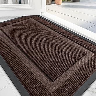 OLANLY Front Door Mat Indoor Outdoor Entrance, Waterproof All-Season, All-Weather Doormat, Sturdy Natural Rubber, Fade Resistant, Low Profile, Easy Clean Patio Porch Entryway Mat, 47x17, Dark Brown