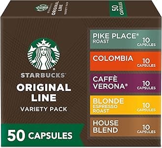 Starbucks by Nespresso Original Line Variety Pack Coffee, 50-count Espresso Pods