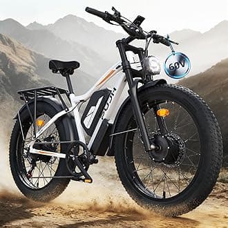 6000W Dual Motor Electric Bike, Ebikes for Adults Max 38-45MPH Up to 100 Miles Range, 60V 20Ah Removable Battery with 24/26" Fat Tire Electric Bicycles for Men Women, E-Bike for All Terrain PU2