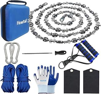 Upgrade Hand Rope Saw for Tree Limbs 53 Inch High Limb Rope Chain Saw Manual Pocket Chainsaw with Blades on Both Sides for Yard Gardening work Hiking Camping Survival Gear Kit