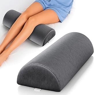 Knee Pillow for Back Sleepers, Half Moon Bolster Pillow for Legs, Memory Foam Top, Under Knee Pillow for Sleeping on Back, Multi Purpose Pillow for Head, Neck, Back & Leg Support (Dark Grey)
