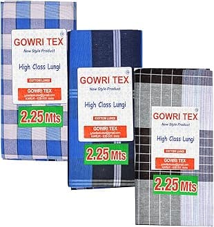 Gowri TexCotton Stitched Lungis Pack Of 3 (Ready To Wear) 2.25Meter