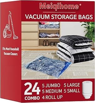 24 Pack Vacuum Storage Bags With Electric Pump, Space Saver Sealer Bags,Vacuum seal bags for clothing, Pillows, Comforters, Blankets, Bedding,Travel,