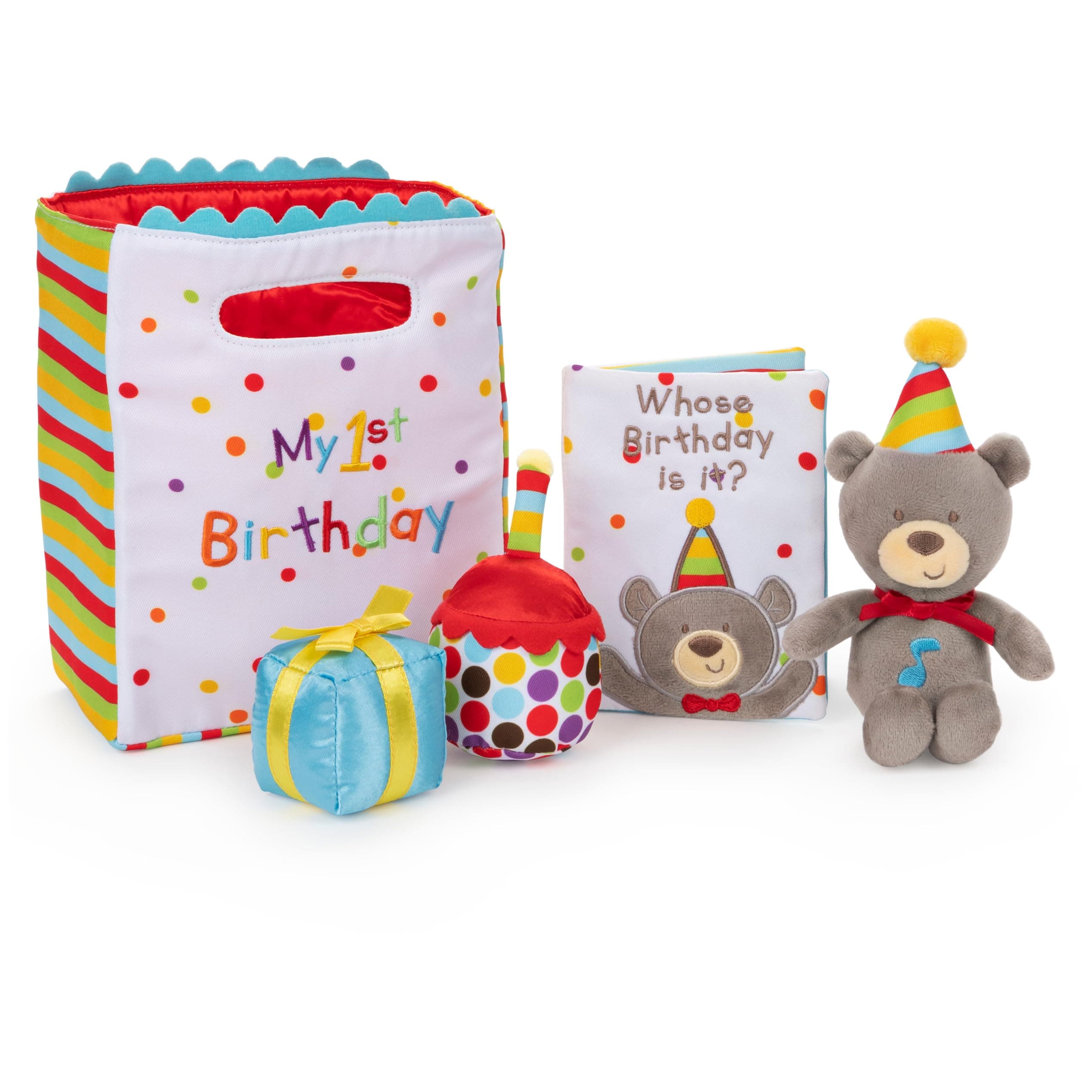 Baby GUND, My First Birthday-Themed 5-Piece Plush Playset, Sensory Toys for Babies, 8”