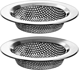2 Pack - 4.5" Top / 3" Basket - Kitchen Sink Drain Strainer Large Basket Food Catcher. Stainless Steel