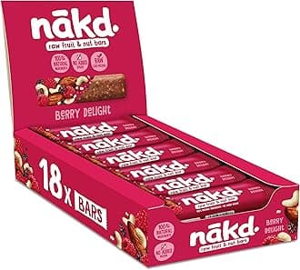 Nakd Berry Delight Natural Fruit & Nut Bars - Vegan - Gluten Free - Healthy Snack, 35 g (Pack of 18)