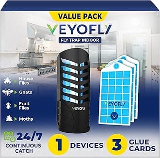 VEYOFLY Fruit Fly Traps for Indoors, Fly Trap Indoor, (1 Device + 3 Refills) Fly Catcher Indoor, Gnat Traps for House Indoor, Fly Trap, Plug in Light Flying Insect Trap, Bug Killer