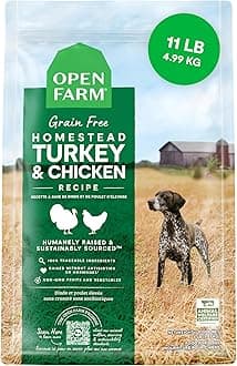 Open Farm, Grain-Free Dry Dog Food, Complete & Balanced Kibble, Sustainably & Ethically Sourced Ingredients, Non-GMO Veggies & Superfoods to Support Overall Health, Turkey and Chicken Recipe, 11lb Bag