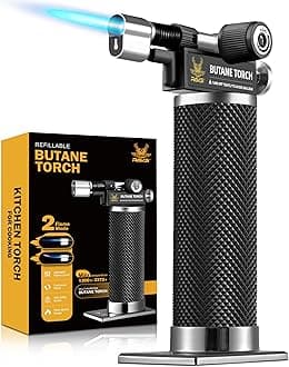 RAVS Butane Torch Lighter, DUAL Flame Mode Kitchen Torch, Refillable Cooking Torch Gun, Creme Brulee Torch Lighter, Blow Torch for Cooking, Welding, Mini Torch Soldering Torch, Butane is Not Included