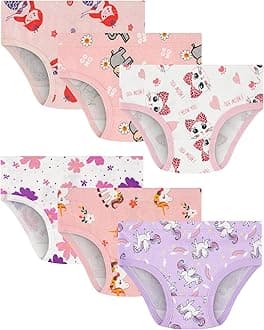 100% Cotton Girls Underwear Tagless Comfort Toddler Panties (6-Pack)