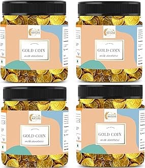 ORGANIC NATURE Gold Coin Milk Chocolates/Chocolate Coins Gift Pack (Jar Pack) (Pack Of 4 Of 100 Pieces) - 400 Gm