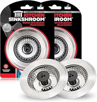 SinkShroom Revolutionary Clog-Free Sink Strainer Basket, 2-Pack, Stainless Steel