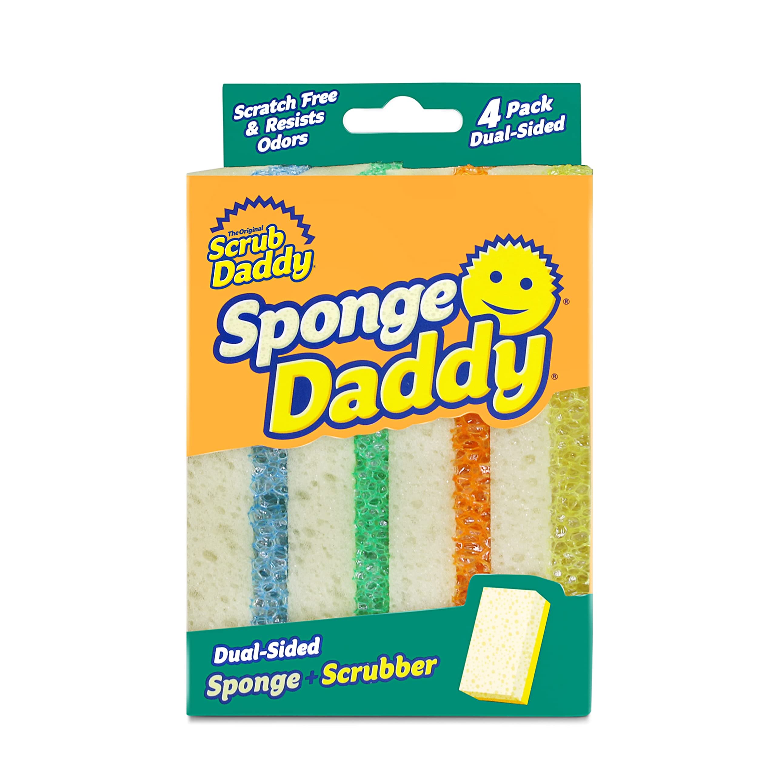 Scrub Daddy Sponge Daddy Dual Side Scrubber + Sponge Set Of 4 Assorted