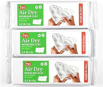 Premium European Air Dry Modeling Clay White 3-Pack 2.2 lb. Bars, 6.6 lbs. Total; Easy to Use Air-Hardening Clay for Classroom and Montessori Sculpting and Crafts Projects