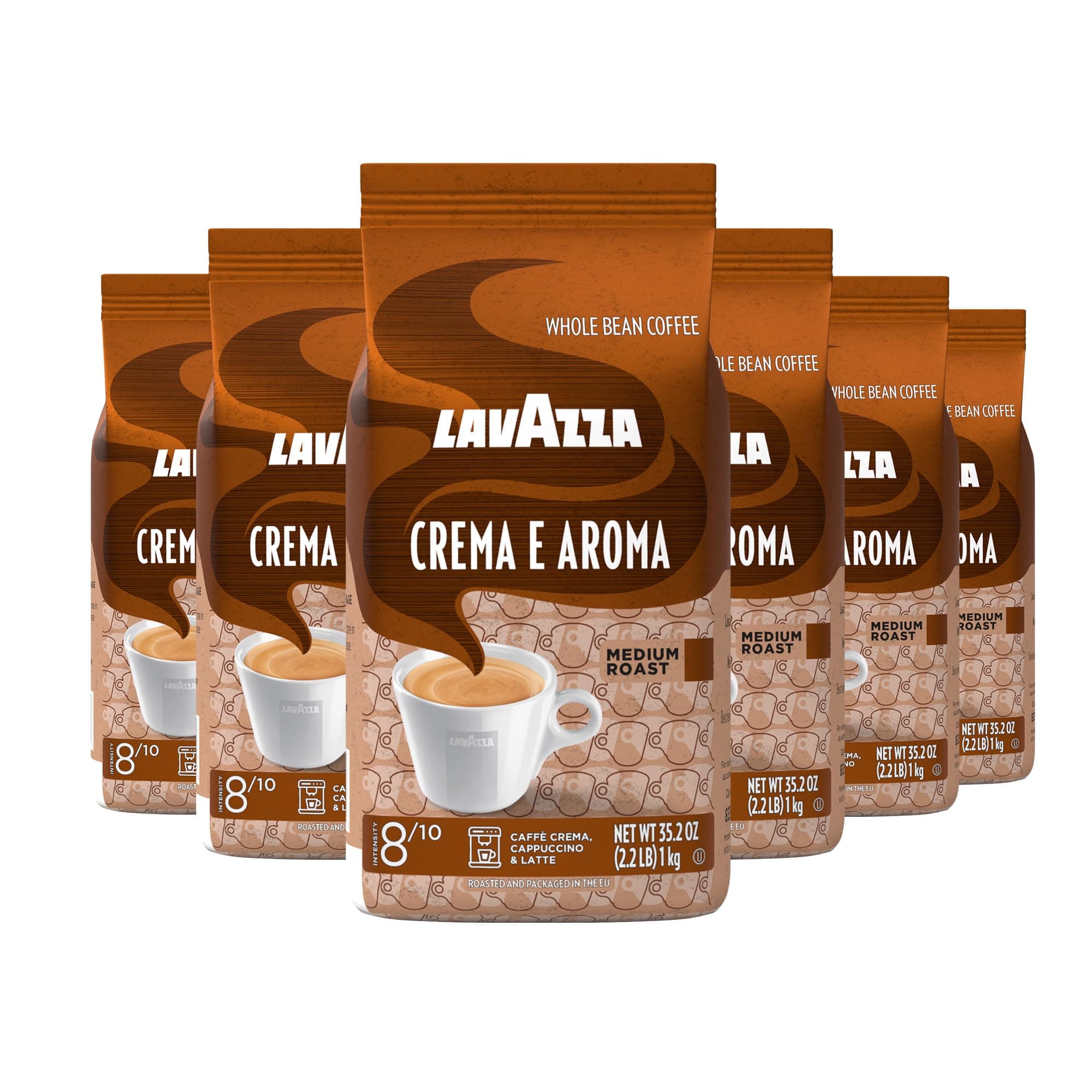 Roasted Coffee Beans, Crema E Aroma, 2.20 lbs (Pack of 6)