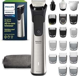 Philips Norelco Men's Grooming Kit with Trimmer for Beard, Head, Hair, Body, Groin and Face with Titanium Blades, 20 Length Settings, No Blade Oil Needed, MG7970/49