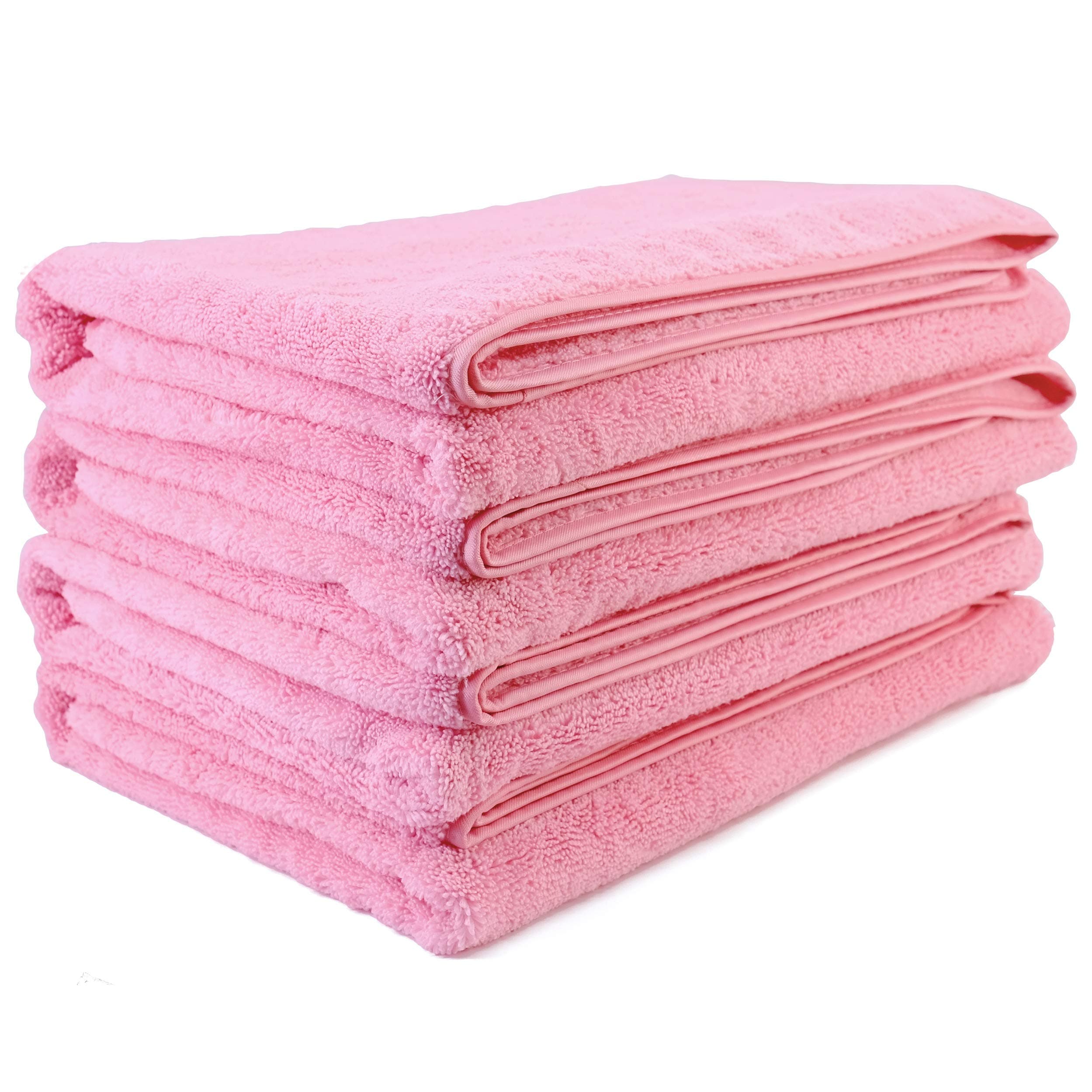 POLYTE Quick Dry Lint Free Microfibre Bath Towel, 76 x 145 cm, Pack of 4 (Pink)
