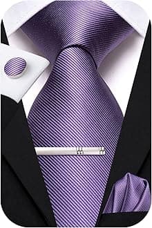 Hi-TieClassic Mens Silk Ties Set 4 PCS Necktie Pocket Square Cufflinks Clip Pin Solid Strip Paisley Tie