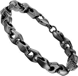 Urban Jewelry Men’s Tungsten Carbide & Ceramic Bracelet Collection – 8.3–8.7" Length, 9–13 mm Links, Matte, Puzzle, Black & Gold Contrast, Scratch‑Resistant, Secure Snap‑Lock, Gift Box