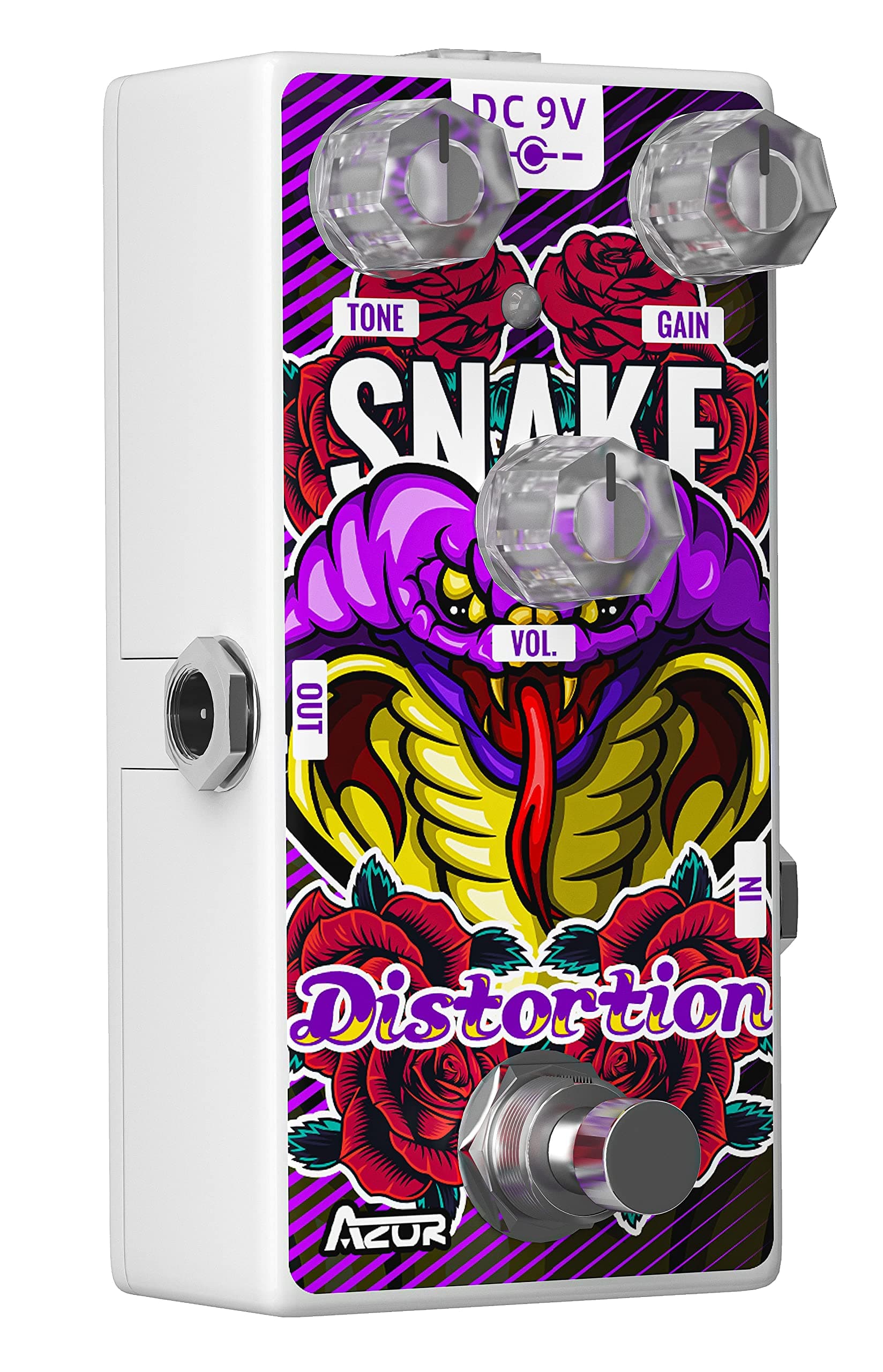 AZOR Mini Distortion Guitar Pedal, Snake Variant Distortion Analog Effect Pedal for Electric Guitar Pedalboard True Bypass AP506