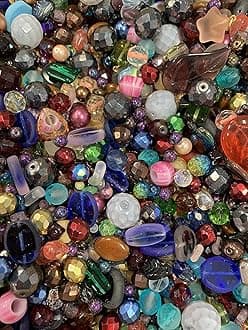 Assorted Glass Beads for Jewelry Making, DIY Lamp Work, Arts and Crafts, and Decorative Hobby Artistry, Colorful Crystal Assortment Bulk Mix, 4-18mm, Half Pound (6)