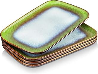 vancasso Stern Serving Platter & Tray Set, 4-Piece Ceramic Serving Plates for Parties, 11 Inch Easy-Clean Large Serving Dish for Main Course and Side Dishes, Grass Green