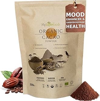 – Organic Cacao/Cocoa Powder 200g | Pure & Unsweetened | Mood Enhancer & Cardiovascular Health | Natural Source of Magnesium | Perfect for Smoothies, Baking & Hot Chocolate | Non-Alkalised, Vegan